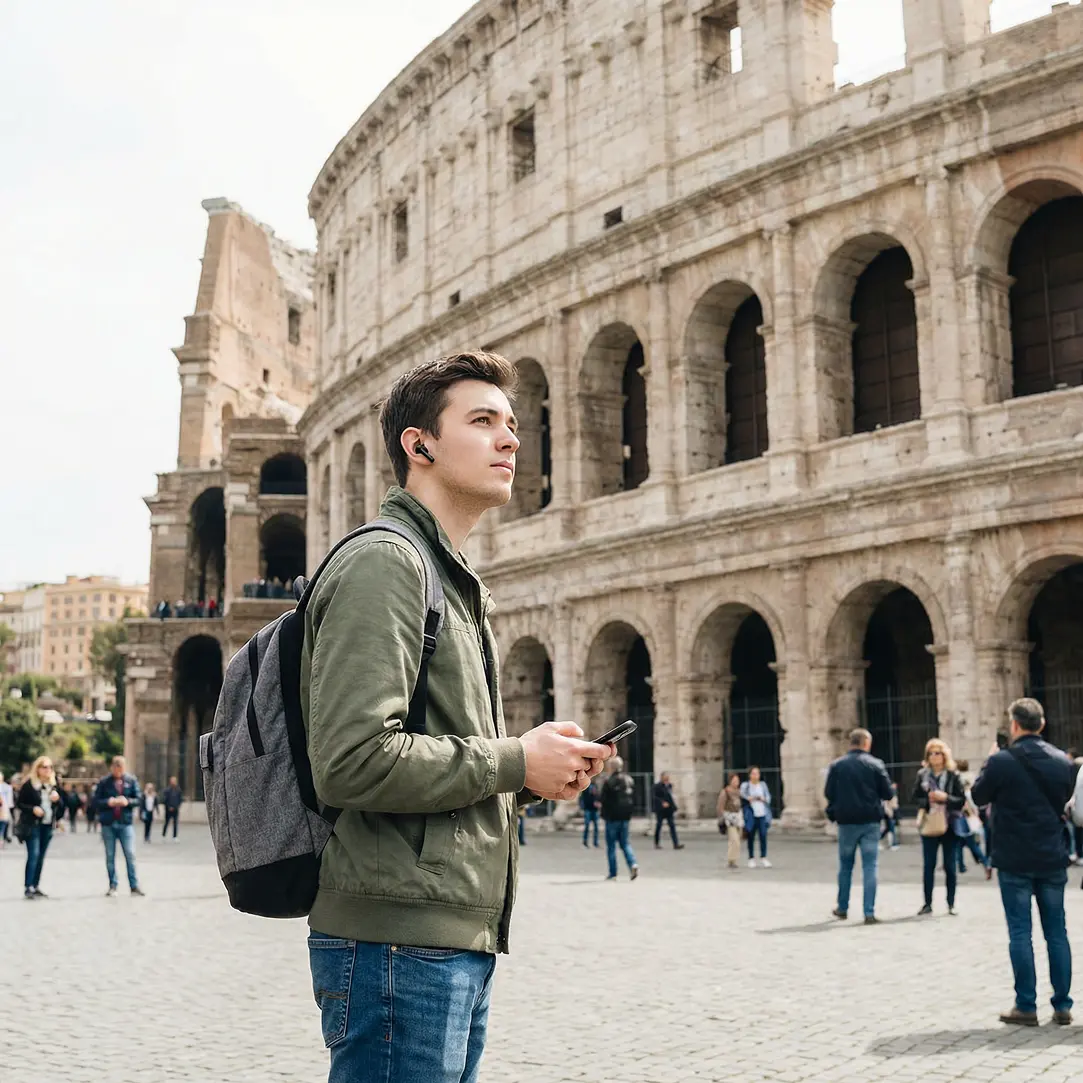 Traveler at the Colosseum